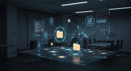Holographic data interface with network connections
