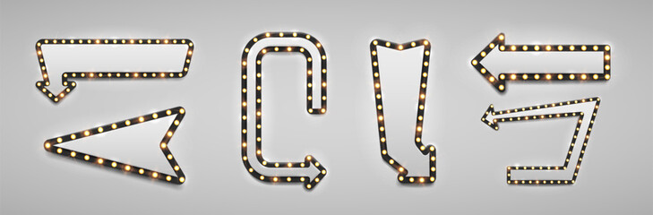 Fototapeta premium Shining retro arrows. Vintage bright billboards for your design. Vector illustration.