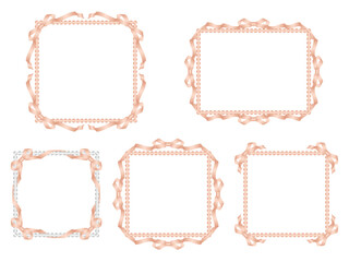 リボン、ビーズF、m8桃金