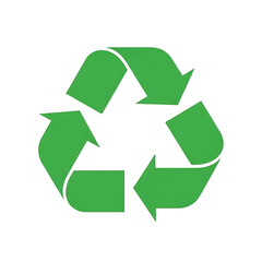 Green recycling symbol with three chasing arrows forming a continuous loop isolated on transparent background