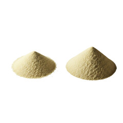 Two small piles of light brown granular powder isolated on transparent background