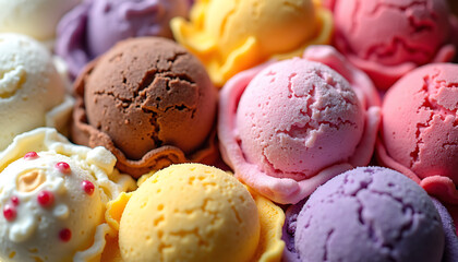 Colorful Ice Cream Scoops A Variety Of Delicious Flavors
