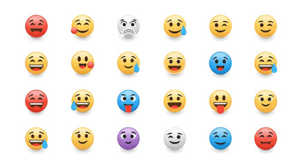 Colorful Easter Eggs Icon Set with Fun Faces and Emotions