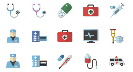 Medical icon set with symbols for web mobile and digital applications in a modern flat vector style