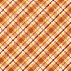 Plaid with twill weave seamless pattern in brown.Autumn fall tartan checkered seamless pattern.Vector illustration geometric background for fabric and prints.