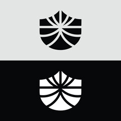 A modern shield logo design representing security, protection, and technological advancement