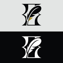 Elegant letter e logo design featuring a feather, perfect for a law firm or writing company