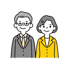 スーツを着たシニア男女の上半身の、ビジネスイラスト素材セット＿ベクター