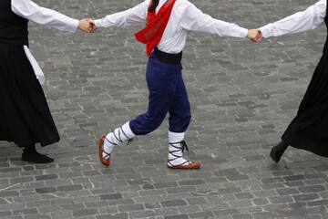 Young dancers in traditional Basque folk costume