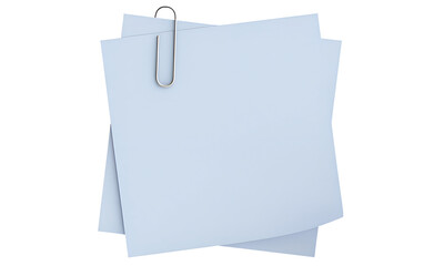 Note paper with a paper clip. 3D illustration PNG with isolated on a transparent background.