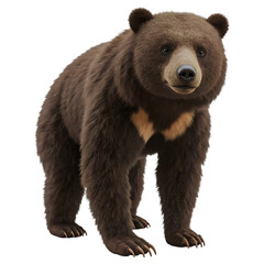 Fototapeta premium Brown Bear in Natural Habitat: A majestic brown bear stands tall, its thick fur and powerful physique dominating the frame, a captivating illustration of the untamed wilderness.