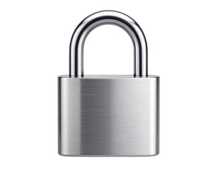 Fototapeta premium Metal Padlock with Shiny Steel Shackle, Front View, Photorealistic 3D Render on Transparent Background PNG