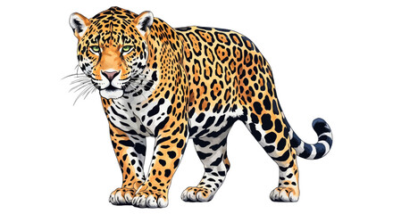 Wild Jaguar in Motion with Transparent Background