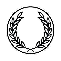 Laurel wreath in a circle black and white vector