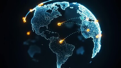 Digital globe with network connections and data flow - Powered by Adobe