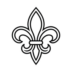 Elegant Fleur de Lis Symbol in Black and White Outline © tanbirmiah