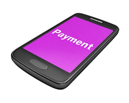 Mobile phone payment screen technology digital finance electronic device isolated modern—Mobile phone with payment displayed screen digital finance concept isolated transparency background modern