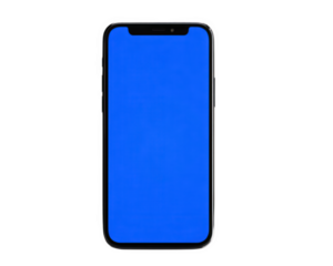 Smartphone with blue screen modern mobile device isolated on transparency background digital technology communication tool blank display vertical orientation sleek design
