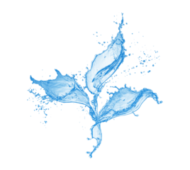 Water Splash Flower PNG – Transparent Blue Liquid Shape with Realistic Droplets for Design and Overlay Use

