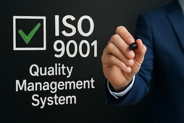 ISO 9001 Certified concept symbolized by green checkmark icon, representing quality assurance, business certification, and compliance with international standards
