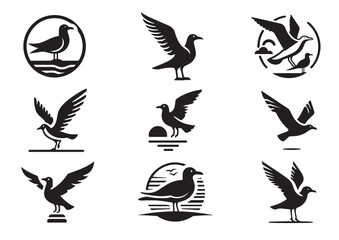 Obraz premium Seagull Silhouette Vector Set