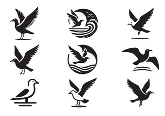 Obraz premium Seagull Silhouette Vector Set