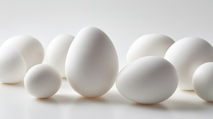 Group Of White Eggs On White Background