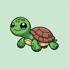 Obraz premium Clean and modern vector cartoon turtle vector illustration cute turtle drawing sea turtle graphic reptile animal pet design kawaii art 100