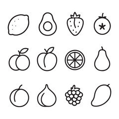 fruits line icon pack - Editable Stroke