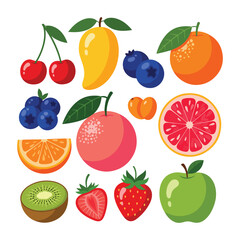 Colorful vector fruits icon pack