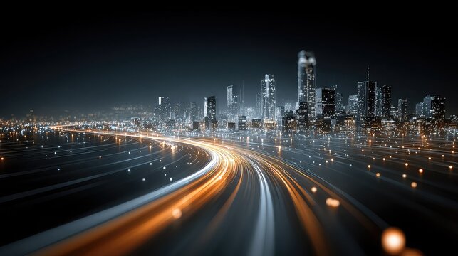 Smart city overlaid with financial trend lines and glowing data paths, representing urban digital finance expansion. - Powered by Adobe