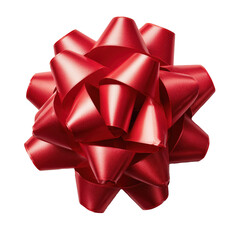 Bright red gift bow perfect for holiday celebrations and special occasions. No background, Transparent background