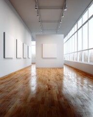 Fototapeta premium Clean white art gallery wall background with subtle shadowing