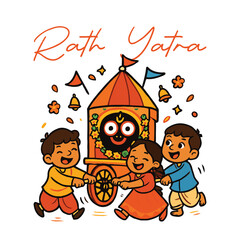Joyful Children Playing and Laughing Happily on Rath Yatra Day with Festive Spirit and Bright Energy