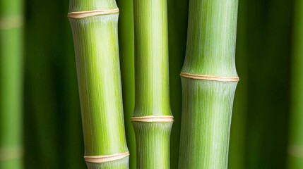 Close Up Vibrant Green Bamboo Stalks Natural Texture Background