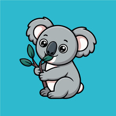 Naklejka premium Clean and modern vector cute koala bear illustration vector drawing adorable animal wildlife australian nature cartoon eucalyptus tree