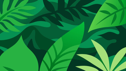 Abstract Green Jungle Leaves Pattern with Light
