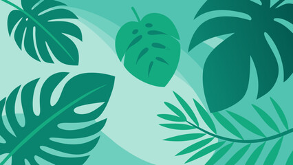Monstera and Palm Leaf Tropical Background