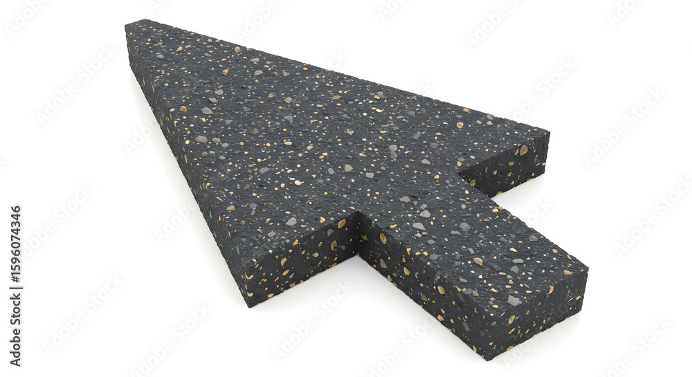 Fototapete a dark gray asphalt cursor arrow points left, a unique design element for websites and digital proje