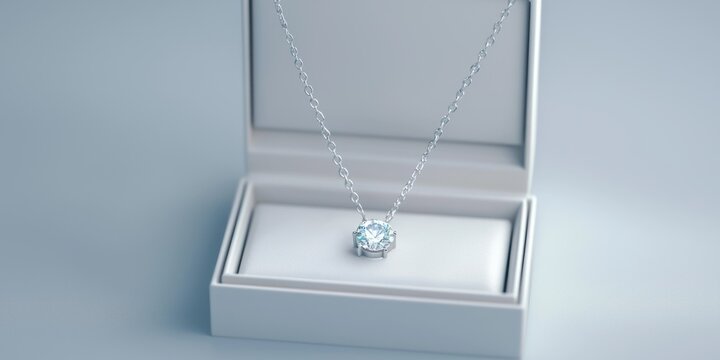 3D render of white matte box opening with topaz pendant