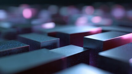 Abstract geometric patterns forming a futuristic city grid, conceptual architecture. Digital, modern.