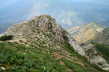 Misty Mountain Landscape Descending Big Chimgan, Uzbekistan