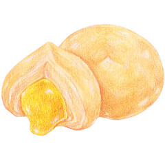 Watercolor Illustration of Cheese Tofu for Hotpot or Grilled Asian Dish