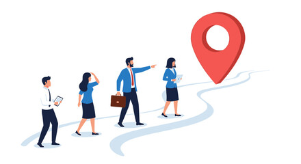 Business Journey and Strategic Goal Setting with Location Pin Path