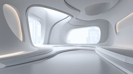 Futuristic interior design of a modern architectural space.