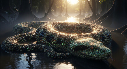 jade emerald onyx gems green diamonds anaconda snake in the jungle