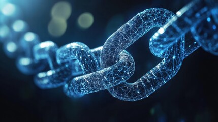 Digital Chain Links Interconnected Network Security, Data Connection Theme.