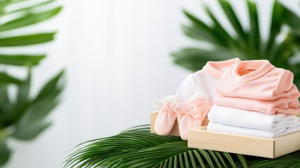 Sweet Baby Shower Venue Setup with Adorable Gifts and Cozy Attire on a Stylish Table Surrounded by Greenery