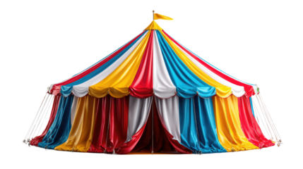 Colorful Circus Tent: A vibrant circus tent, radiating festive colors and intricate design, stands as a symbol of entertainment and wonder. It’s a joyful visual representing unforgettable moments.
