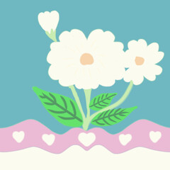 pink flower on a blue background